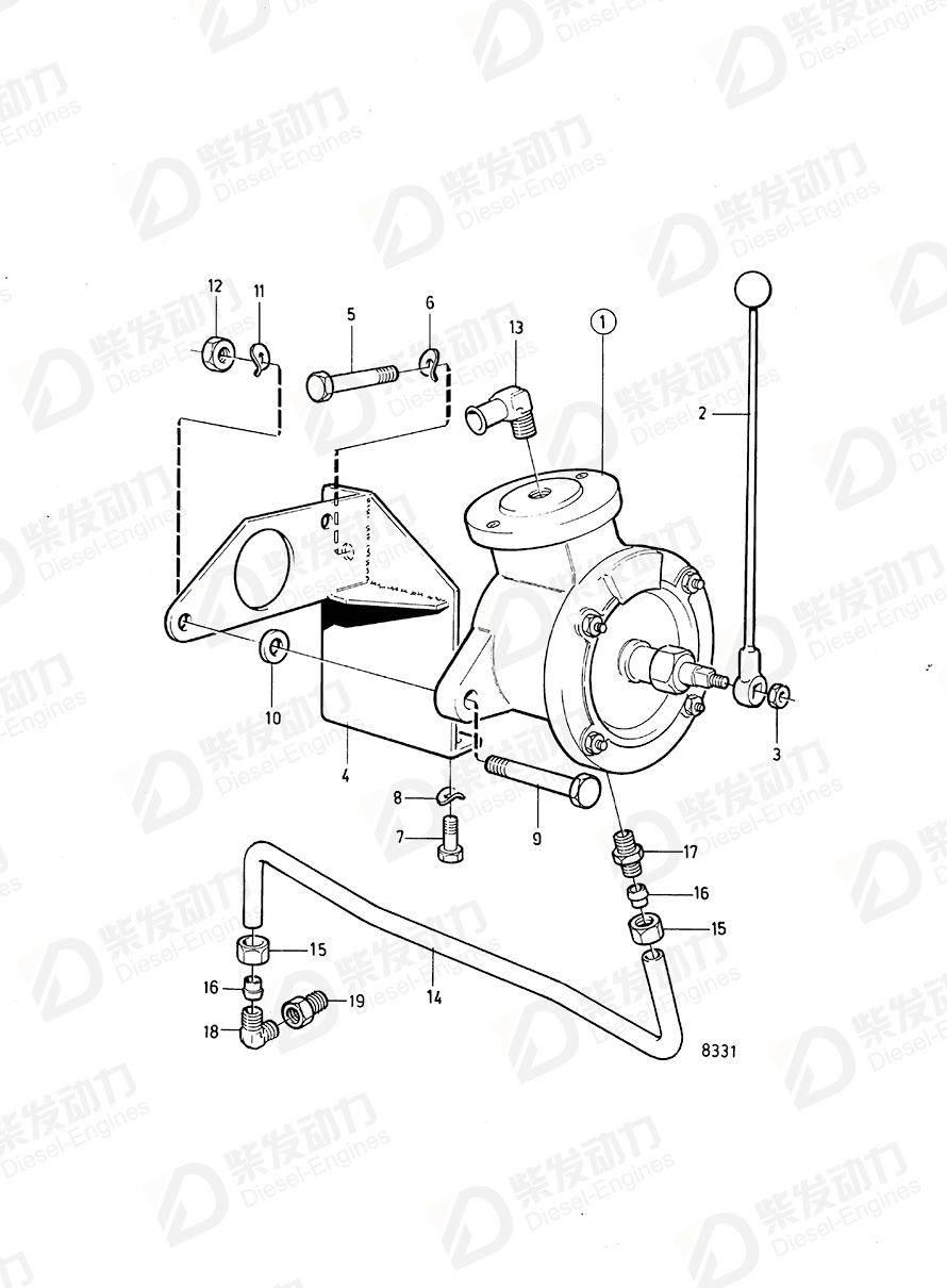 volvo penta Bracket 845822 Drawing